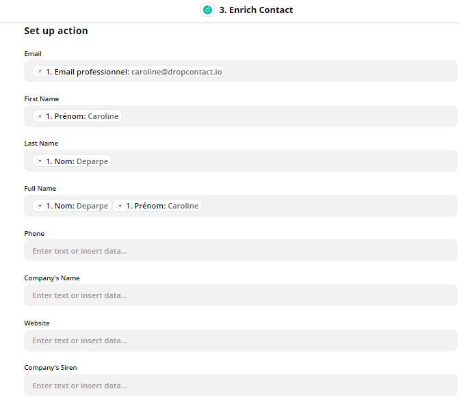 Zapier - Enrich your contact with Dropcontact