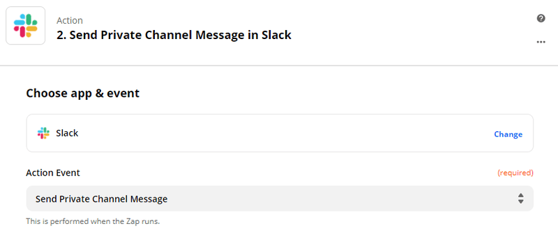 Zapier - Connect Slack to send a personalized private message