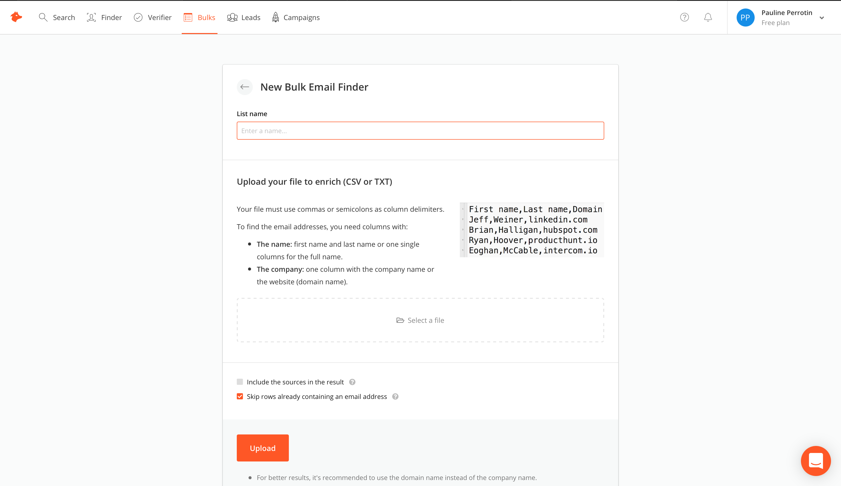 Top Best email finder: Hunter.io