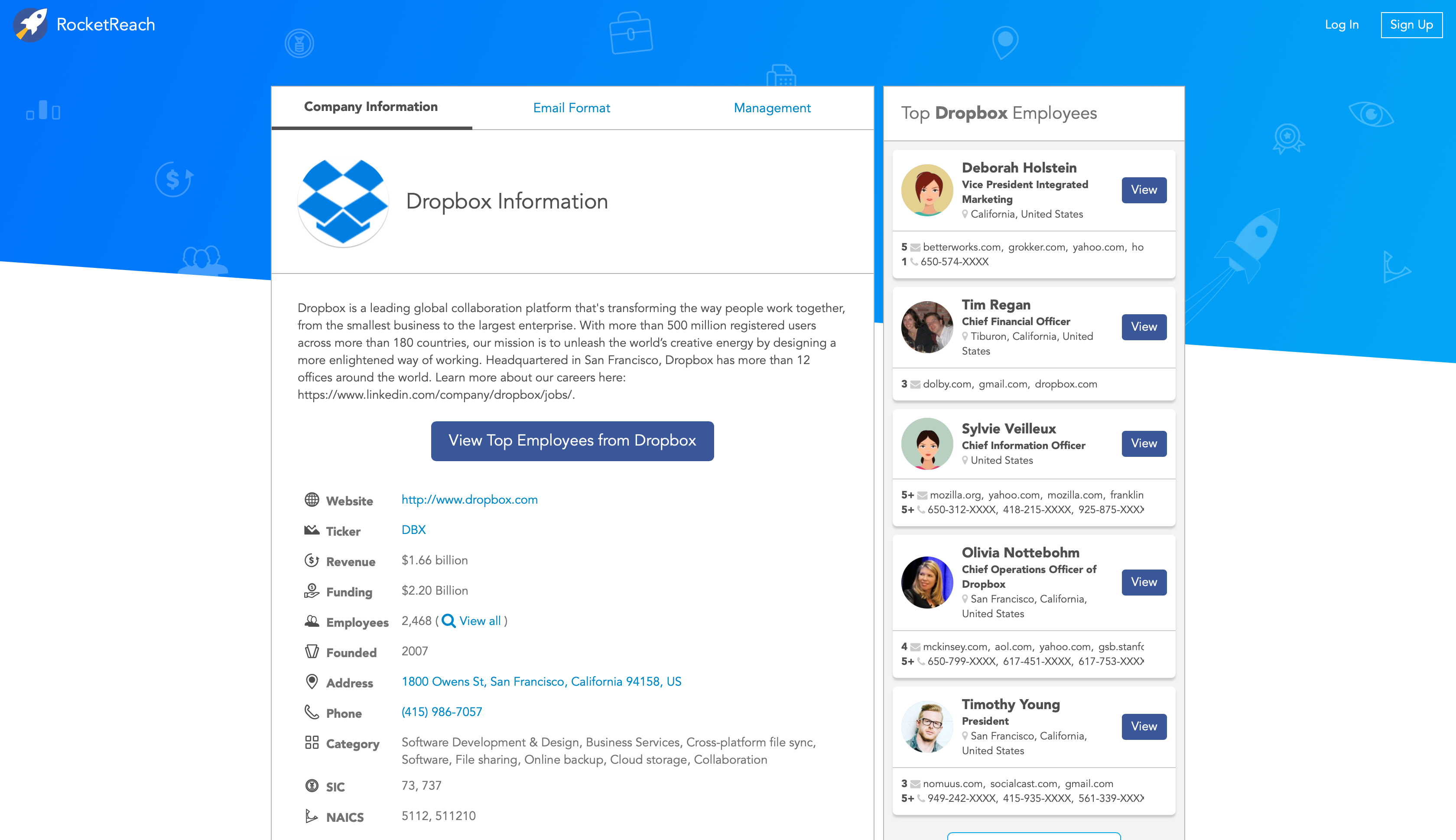 Top best email finder: RocketReach