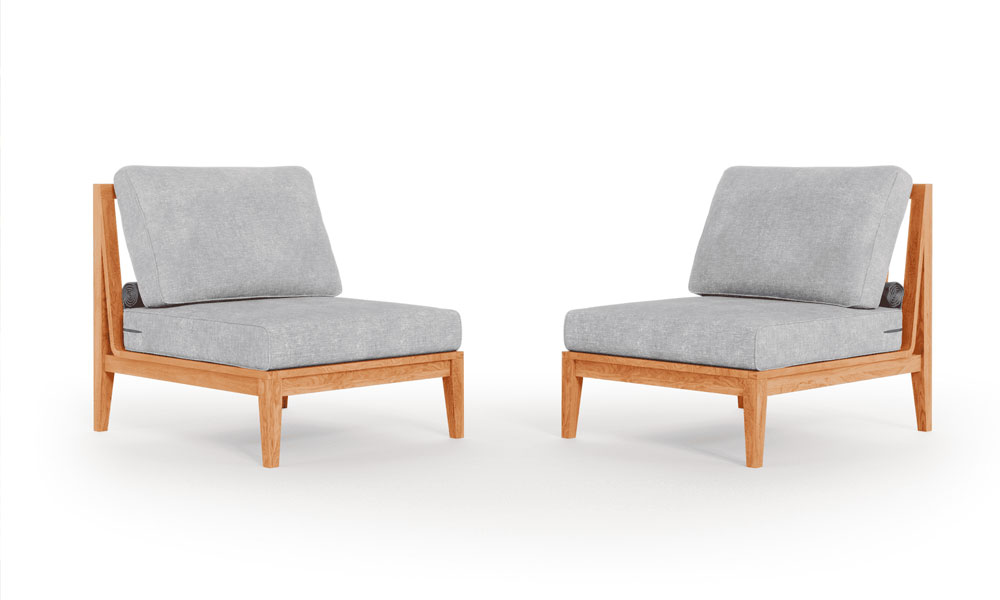 Teak Outdoor Armless Chair Conversation Set