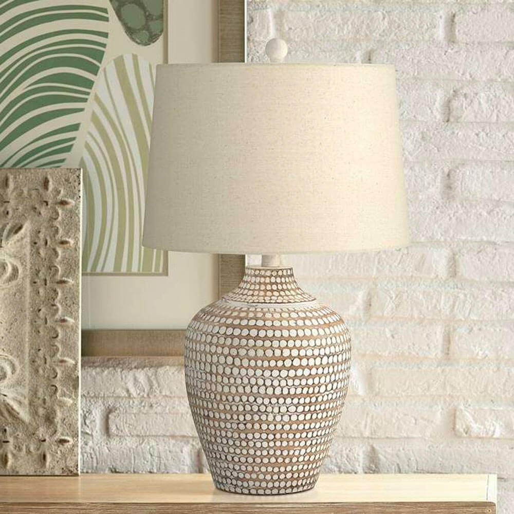 Alese Neutral Earth Polka Dot Jug Table Lamp