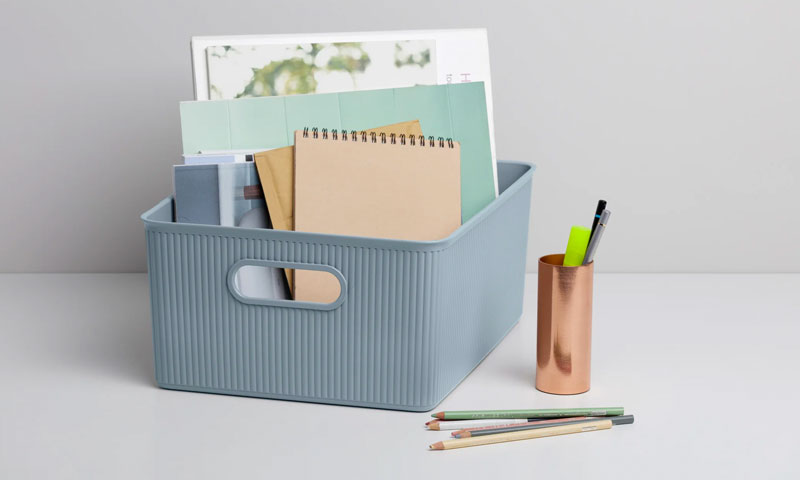 Ribbed Storage Plastic Bin