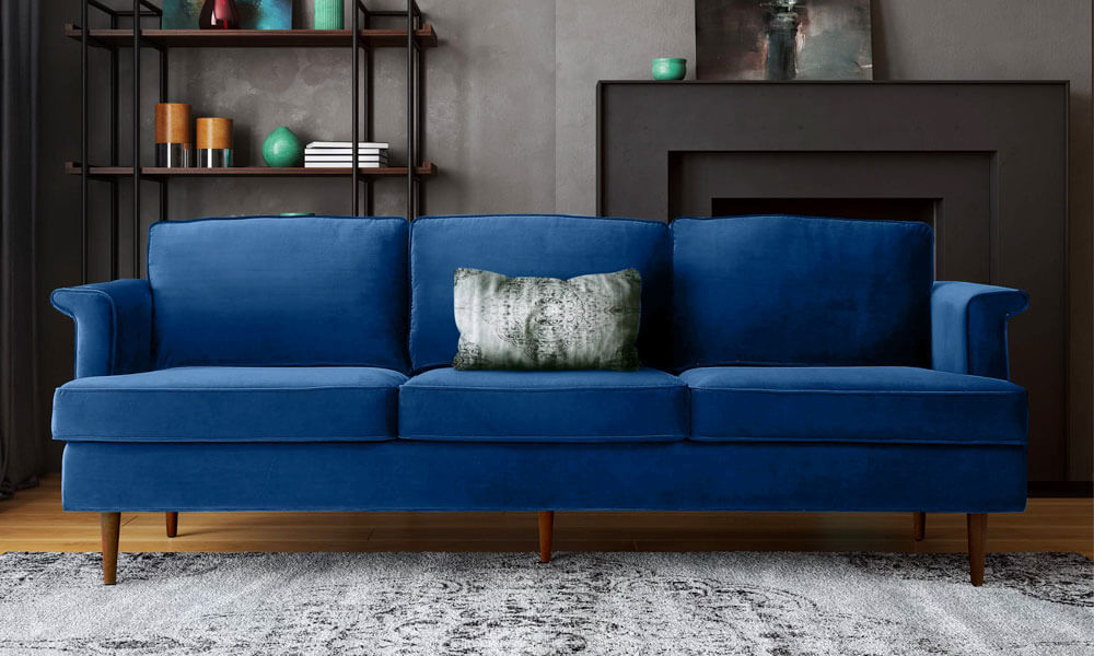 Ryker Velvet Rolled Arm Sofa