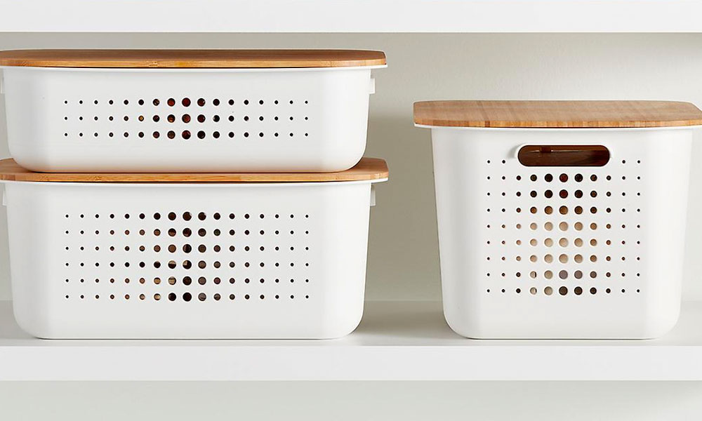 White Nordic Storage Baskets With Handles