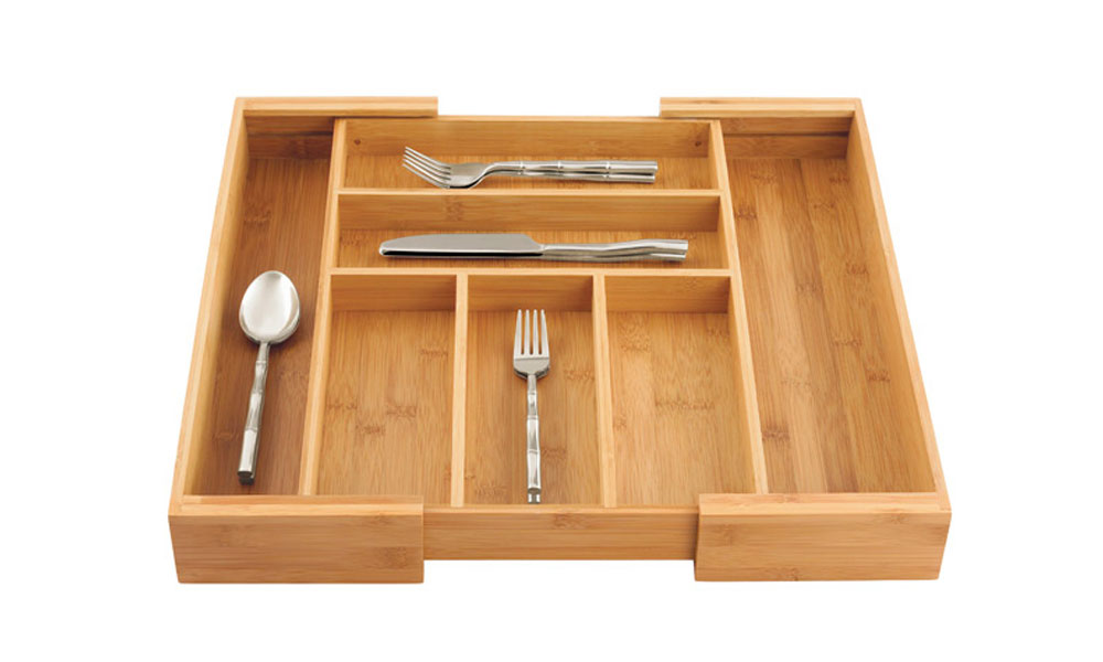 Expandable Bamboo Silverware Tray