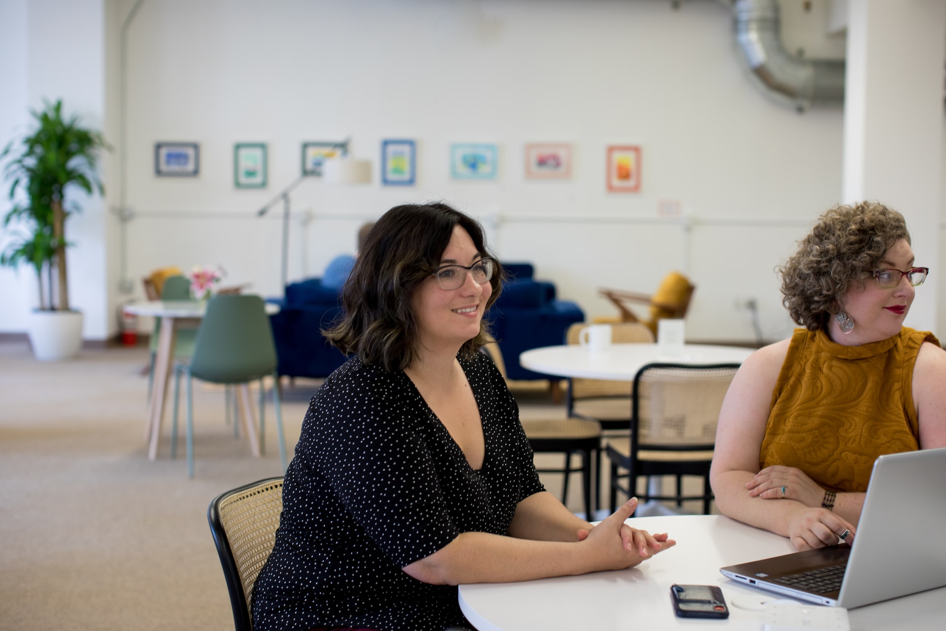 Smiling employees in office