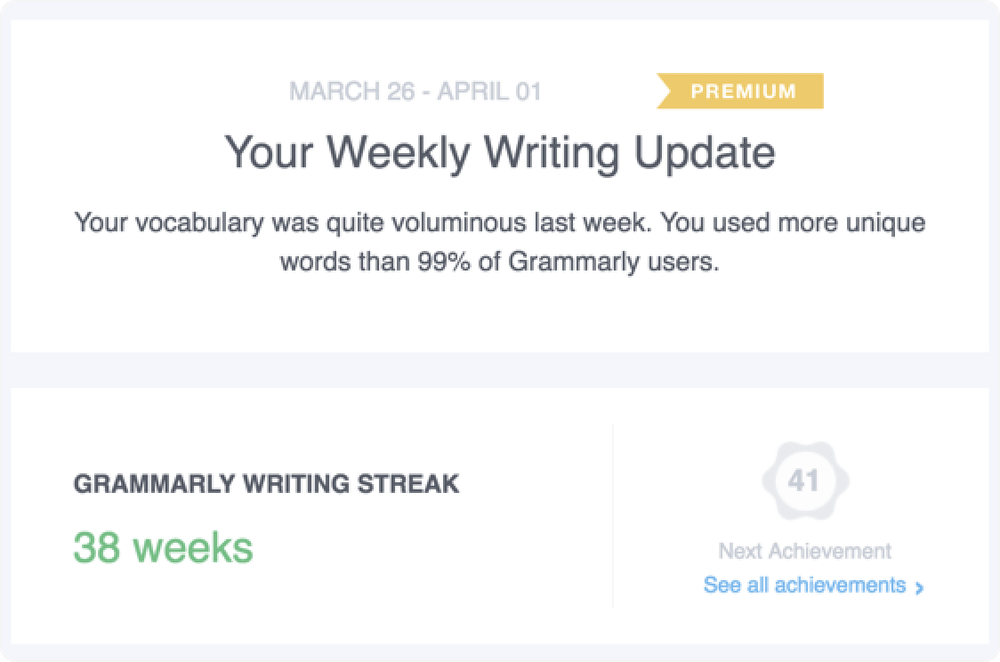 High scores in Grammarly