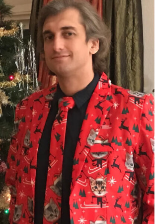 Konstantin posing in his Mr. Cat outfit