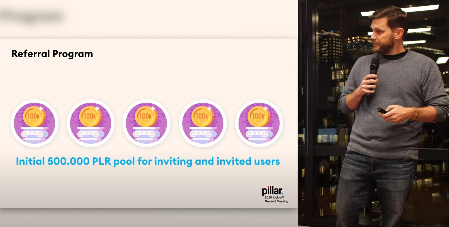 Drew presenting Pillar Roadmap 2020 and our referral program