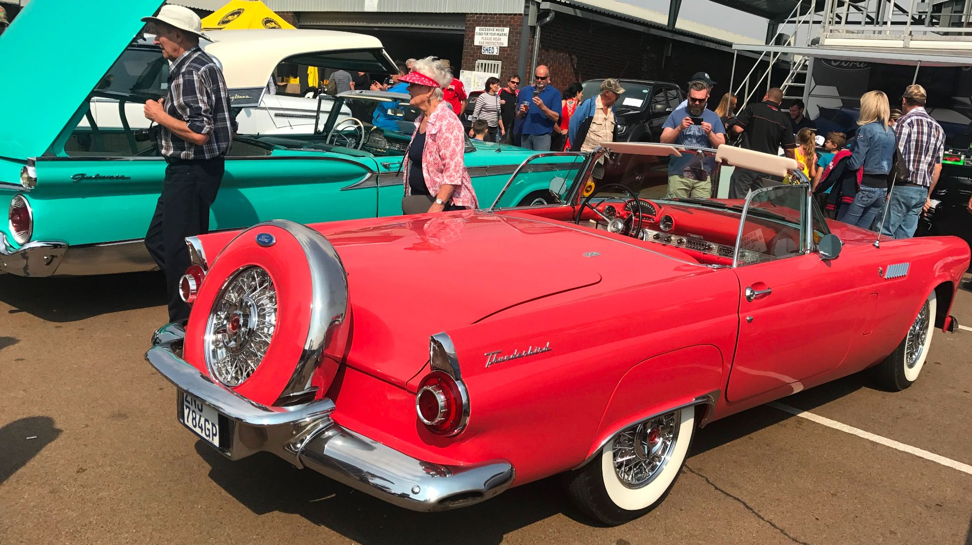 A 1956 Ford Thunderbird and a 1959 Ford Skyliner