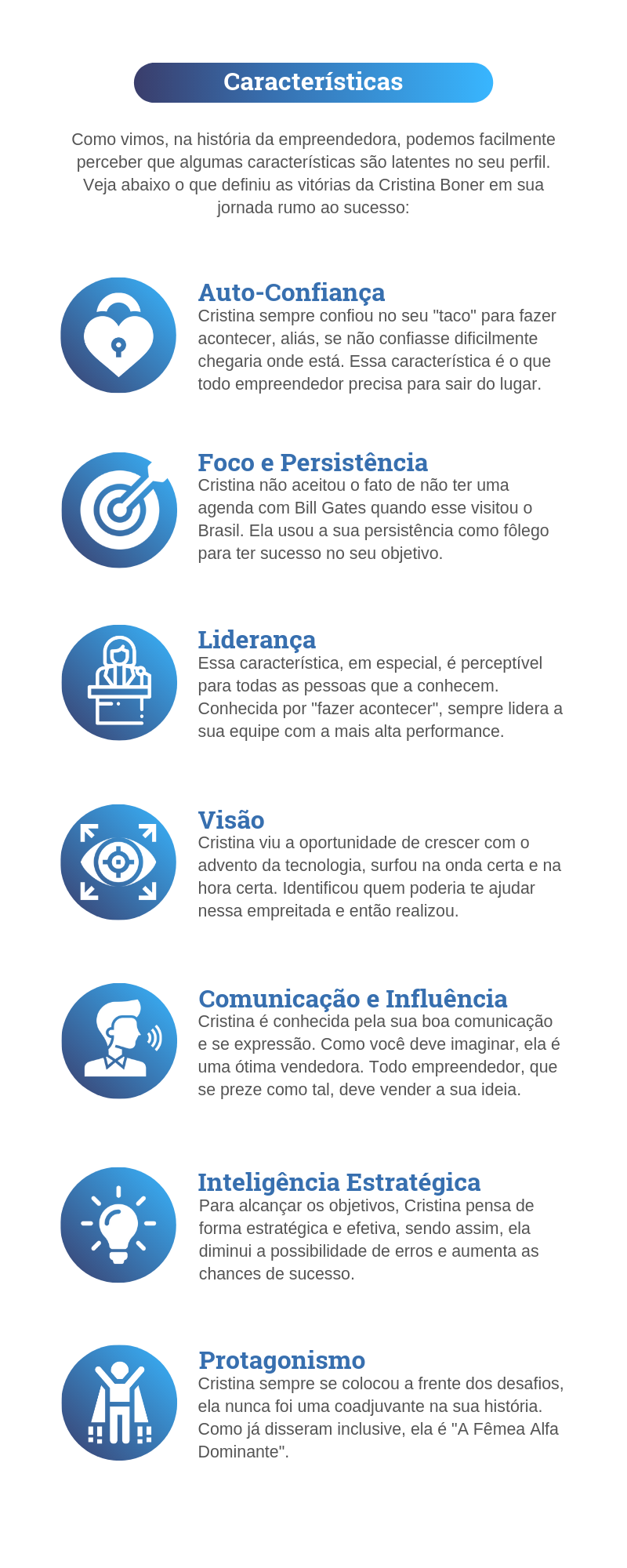 Infografico historia de cristina boner - caracteristicas