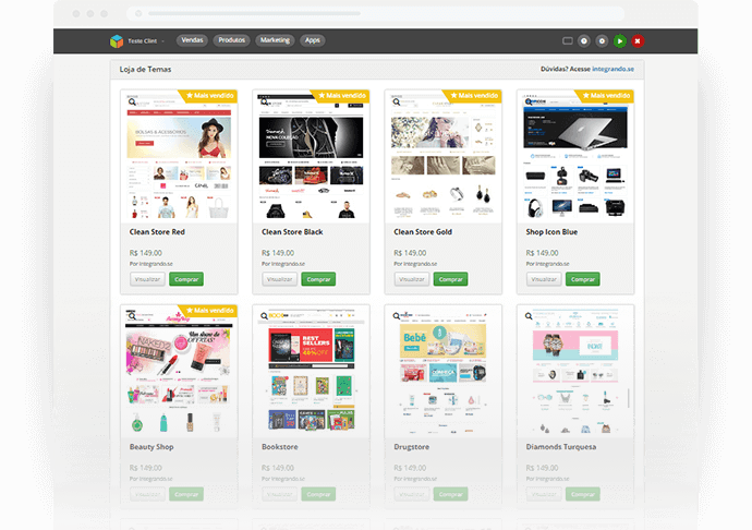 ferramentas de marketing loja integrada dashboard