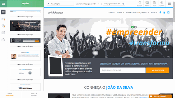 ferramentas de marketing klickpages dashboard