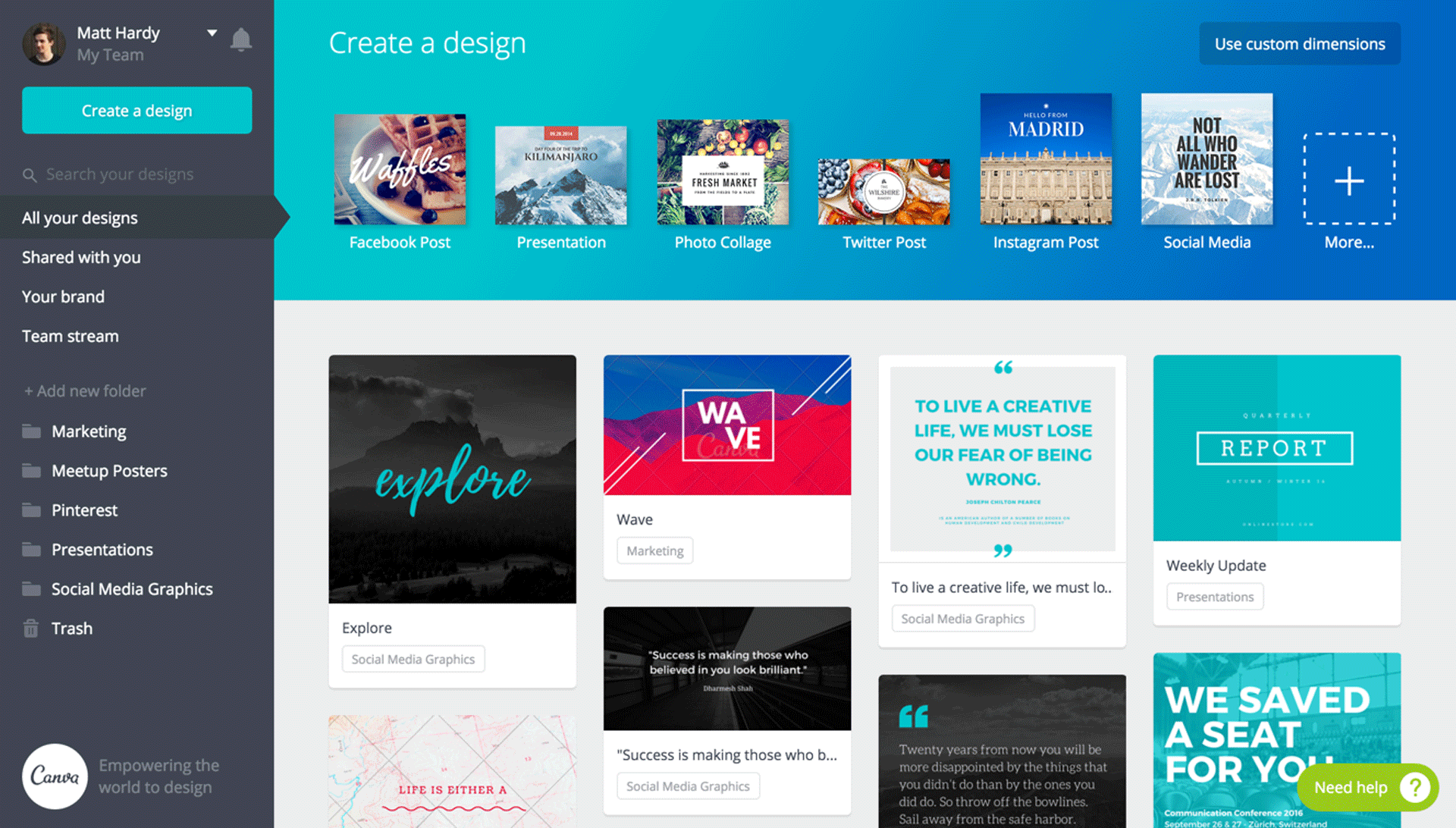 ferramentas de marketing canva dashboard
