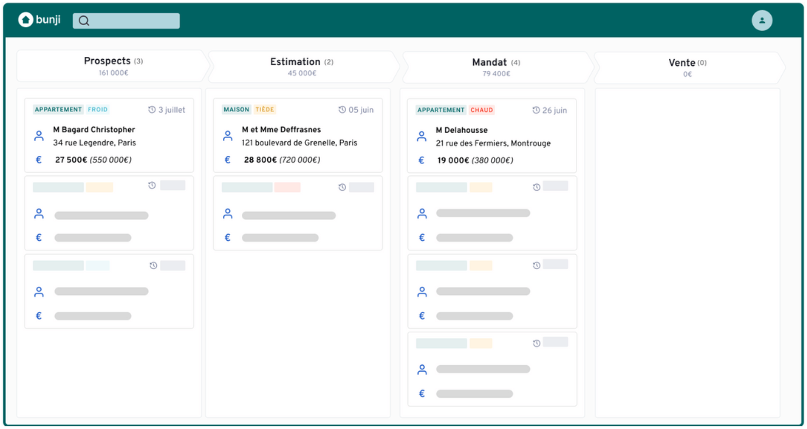 Image du kanban de suivi prospects