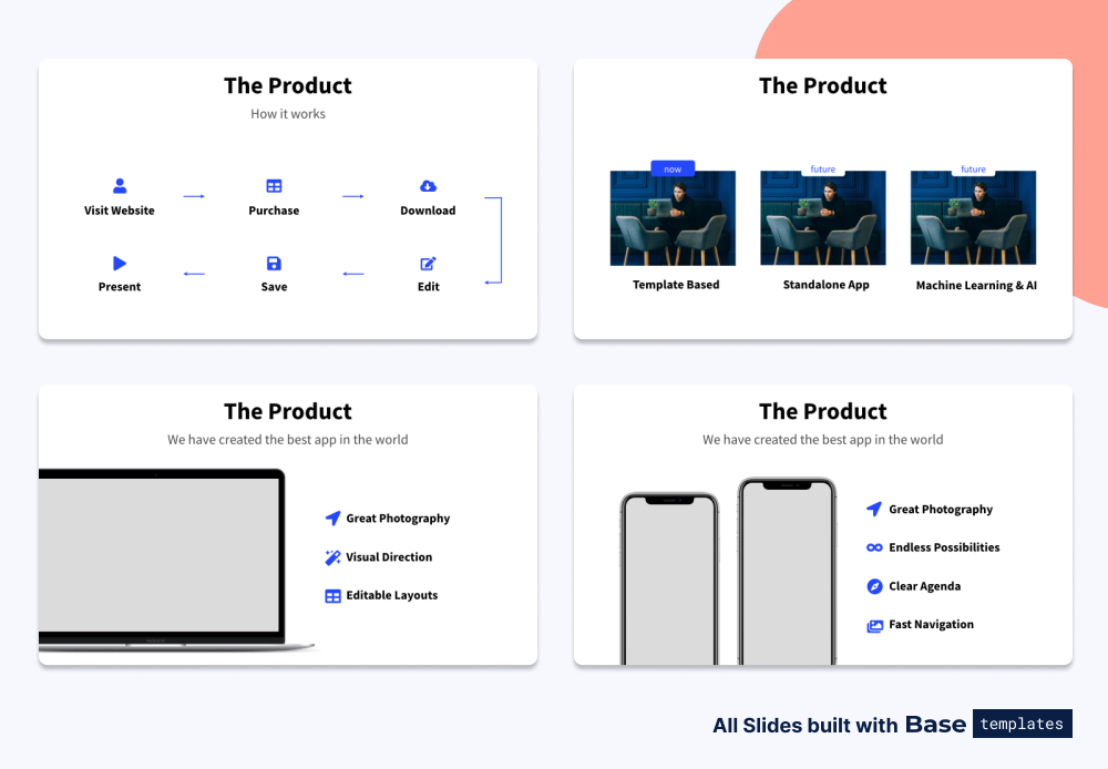 Pitch deck productslide different designs