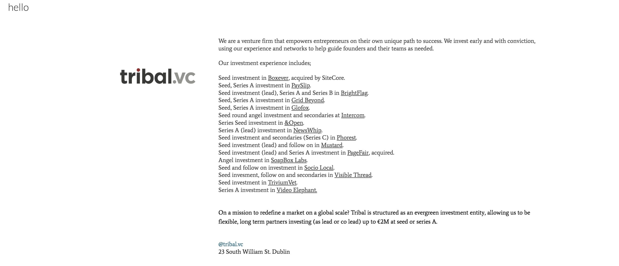 Tribal.VC - VC Investor in Dublin
