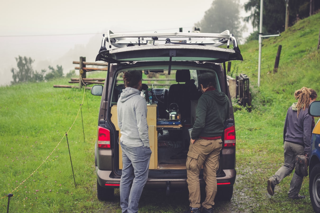 friends van life camping with campervan