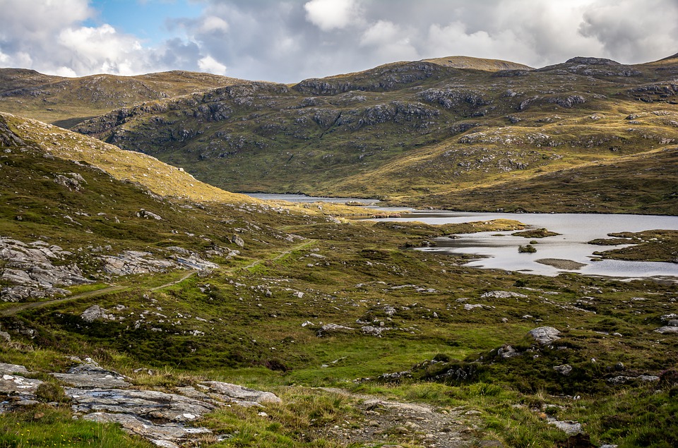 Scottish hills with lake