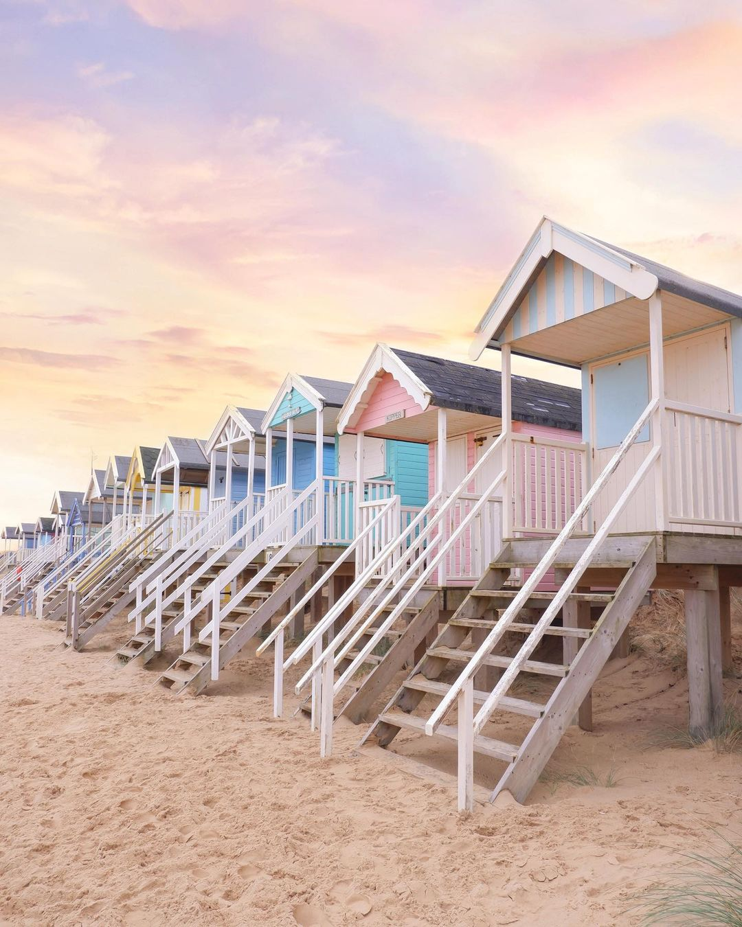 colourful beach huts