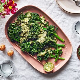 Steamed Broccolini with Creamy Lemon-Caper Sauce