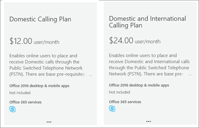 Screen shot showing voice calling plan options.