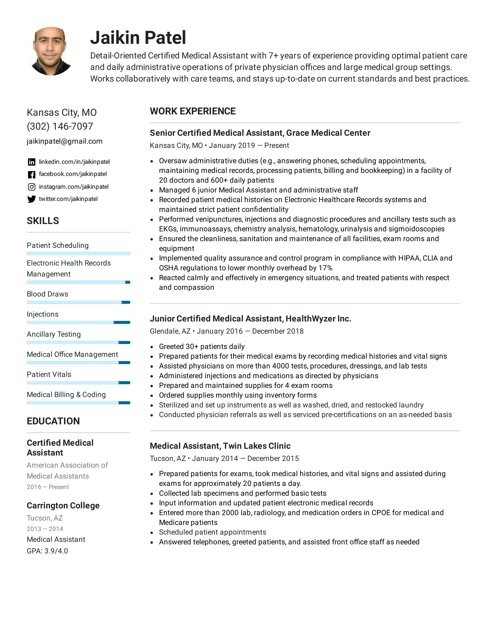 Medical Assistant Resume Example