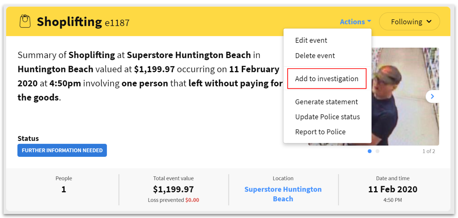 Add an event to an investigation