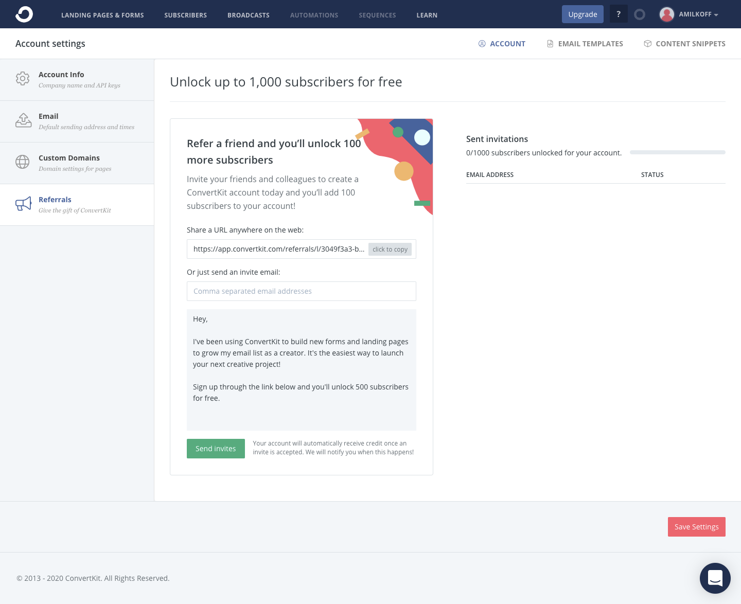 ConvertKit Referral Flow SaaSFrame