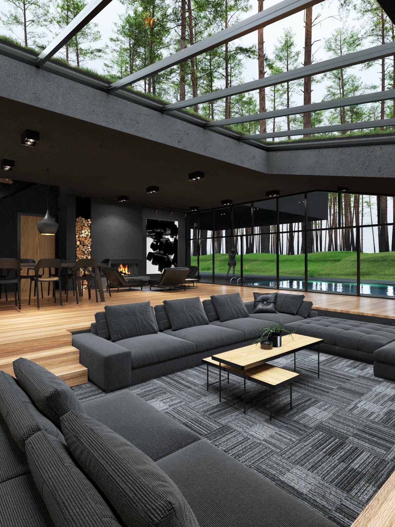 Matte Black Villa in Harriman State Park, New York