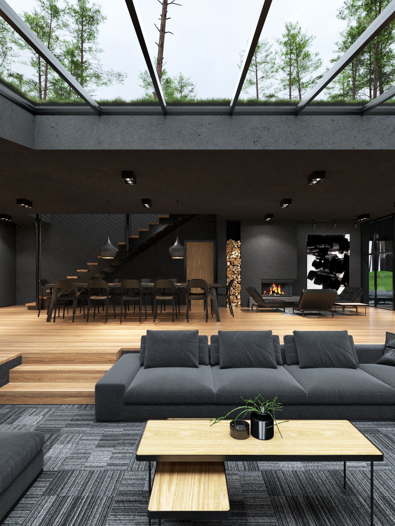 Matte Black Villa in Harriman State Park, New York