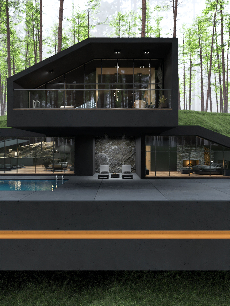 Matte Black Villa in Harriman State Park, New York