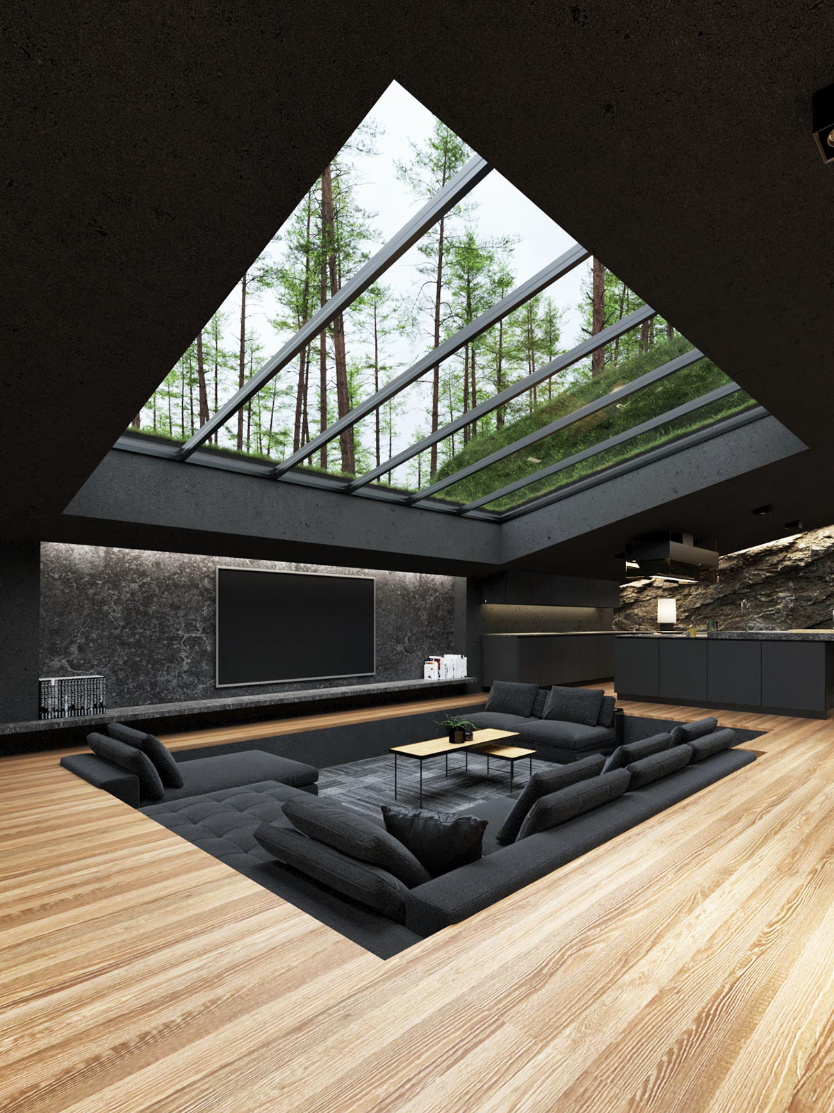 Matte Black Villa in Harriman State Park, New York