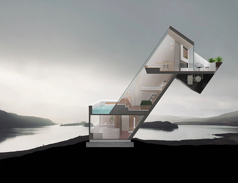 Diagonal Dwelling Sloping House by NYDE Studio