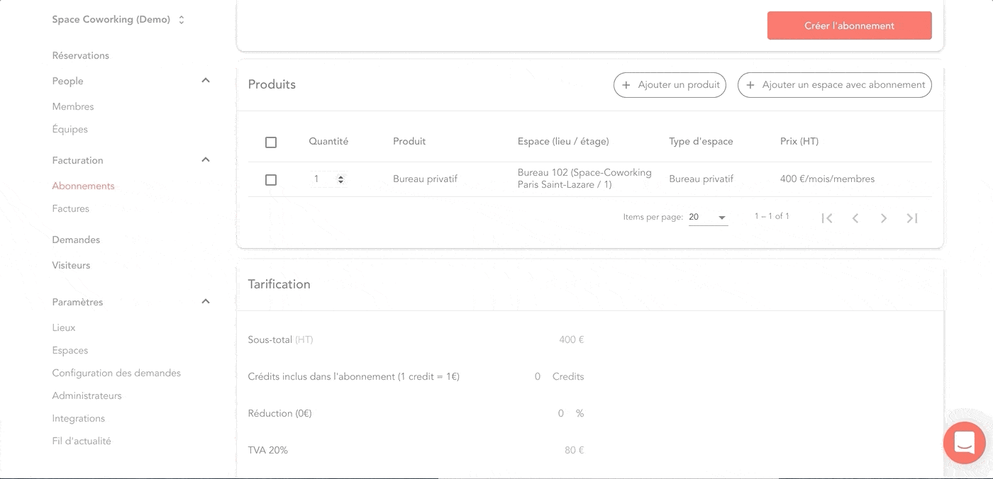 Ajouter un produit ou service récurrent aux abonnements Flitdesk