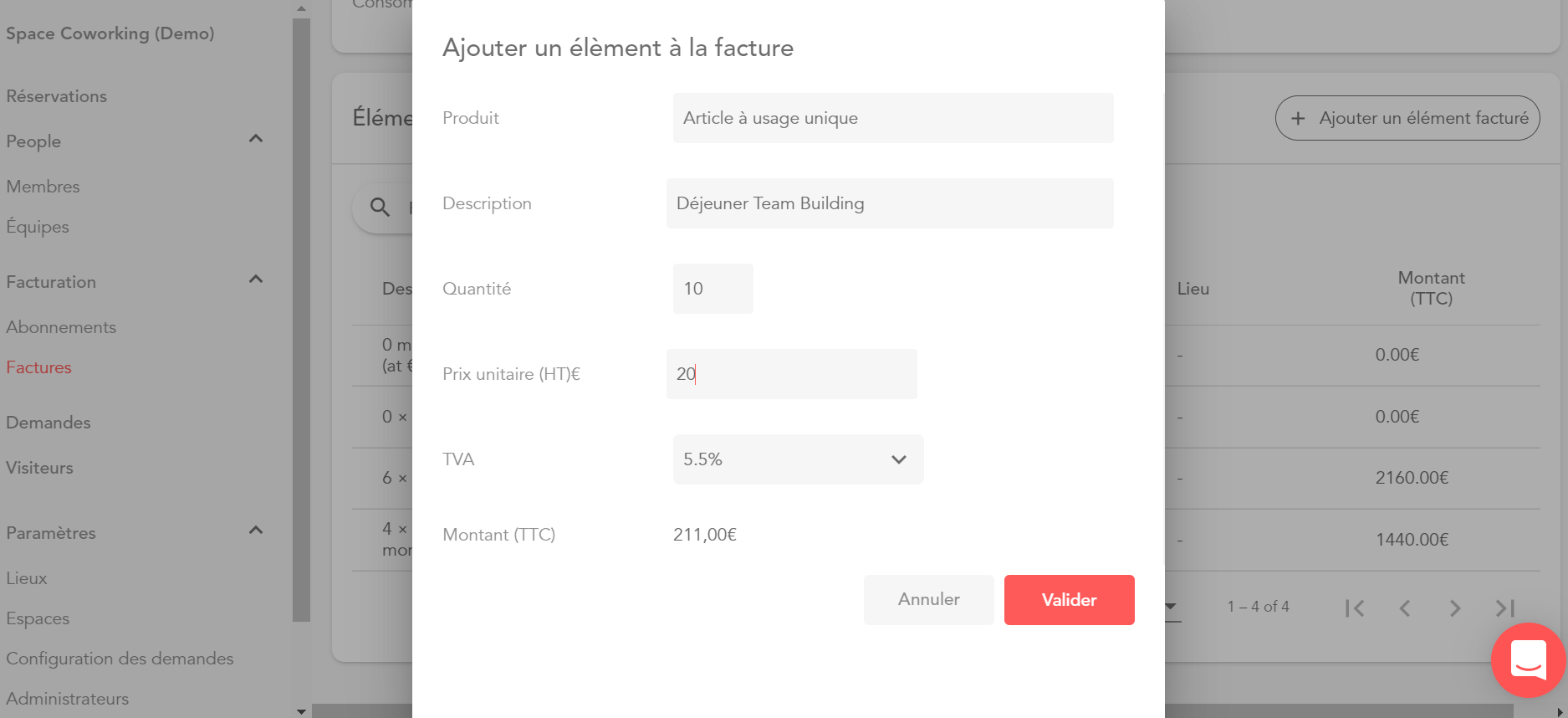 Ajout de prestations et remises ponctuelles sur une facture depuis Flitdesk.