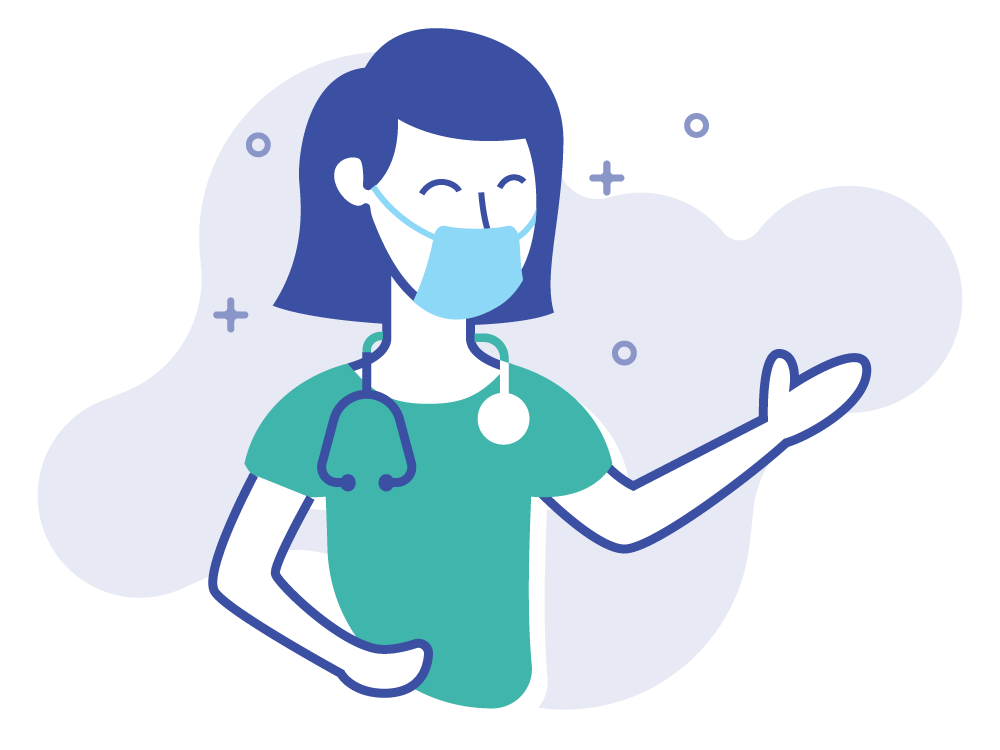 Female health professional wearing a mask