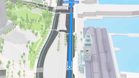 Figure 3. Apple Maps showing the digital 3D infrastructure