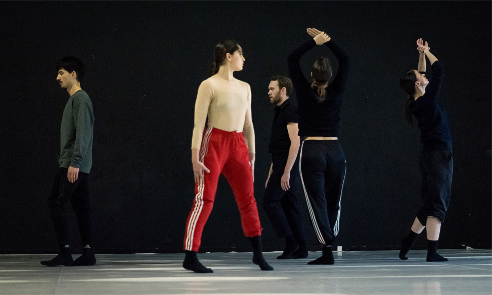 Contemporary dance dancers captured during a rehearsal in Montpellier, France