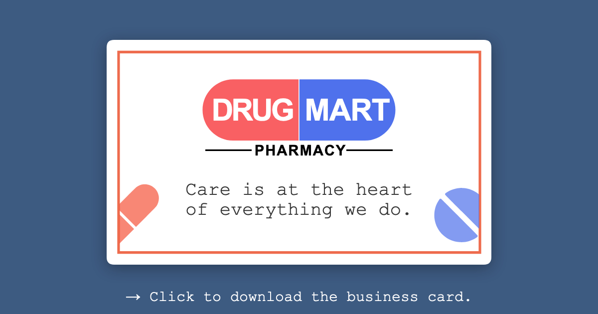 Drug Mart Pharmacy Business Card