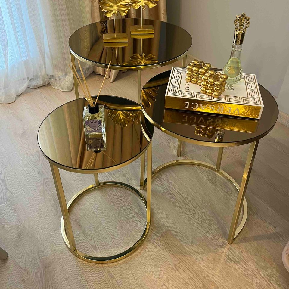 Gold & Round Nesting Coffee Tables