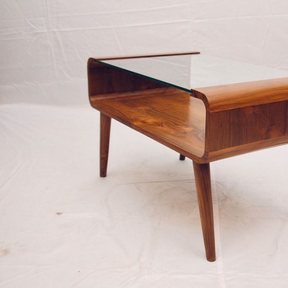 Solid Teak With Glass Top