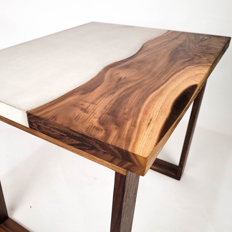 Live Edge Solid Wood and Concrete Coffee Table