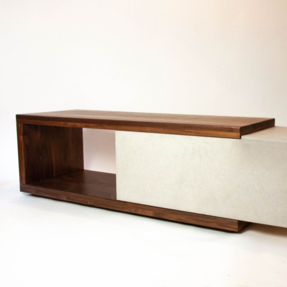 Solid Walnut Wood & Concrete Coffee Table