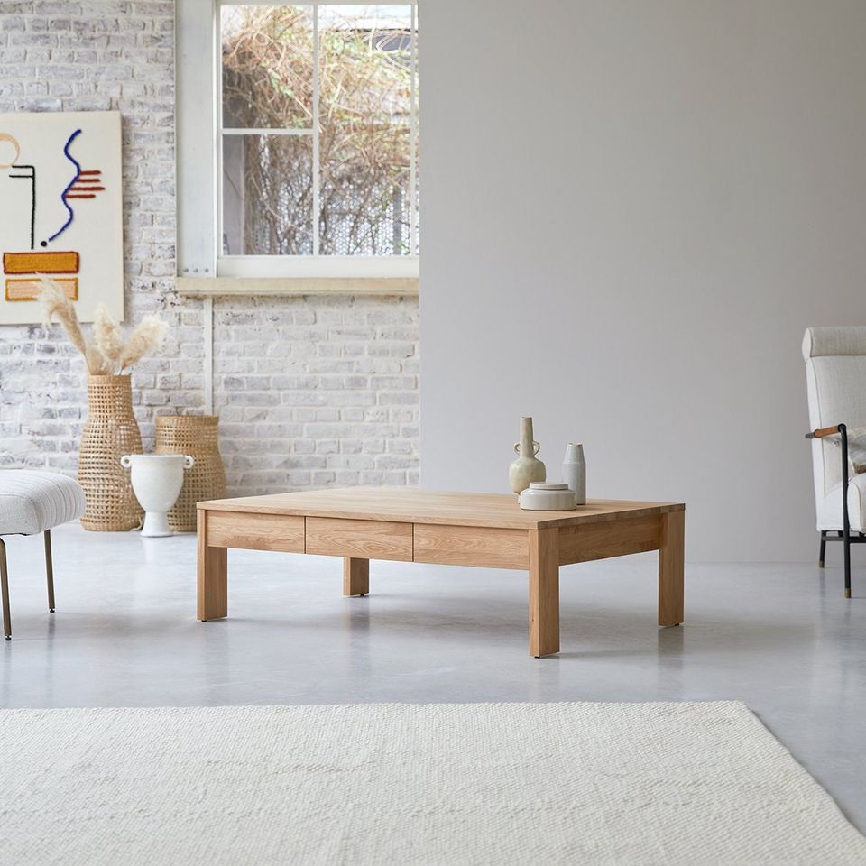 Solid white oak coffee table