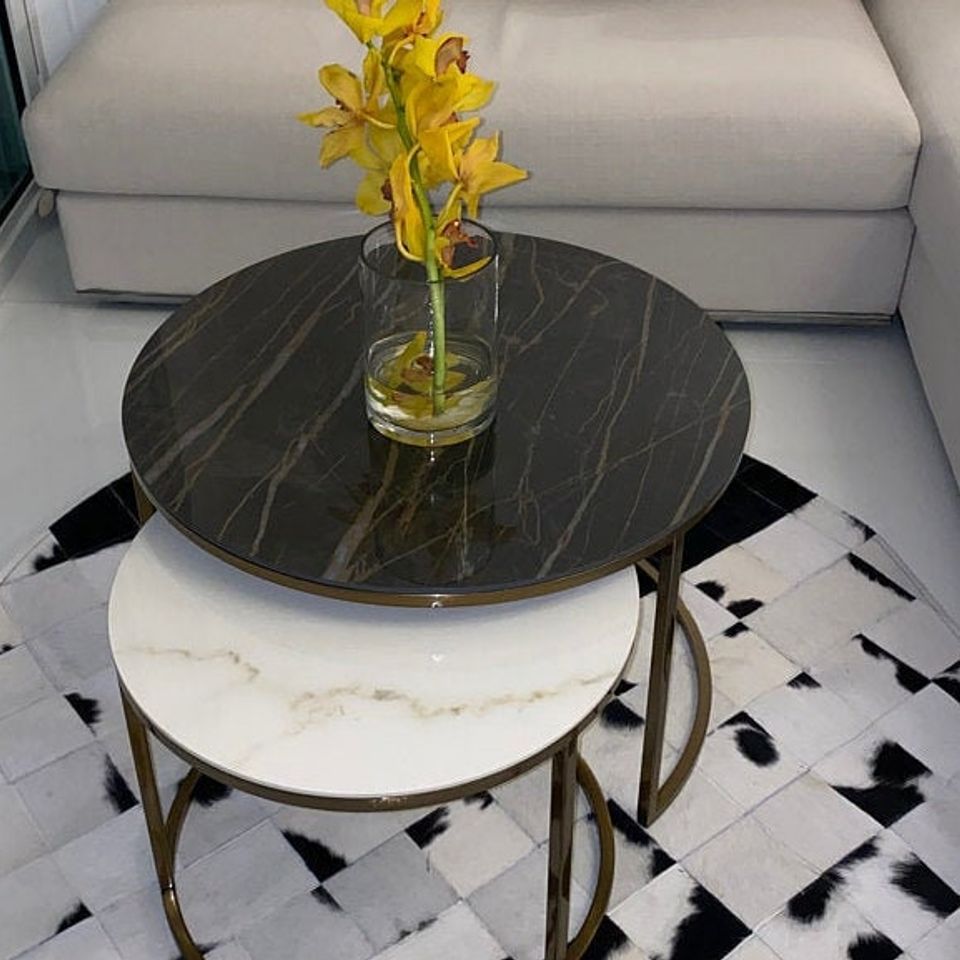 Round marble Coffee table - Set of 2