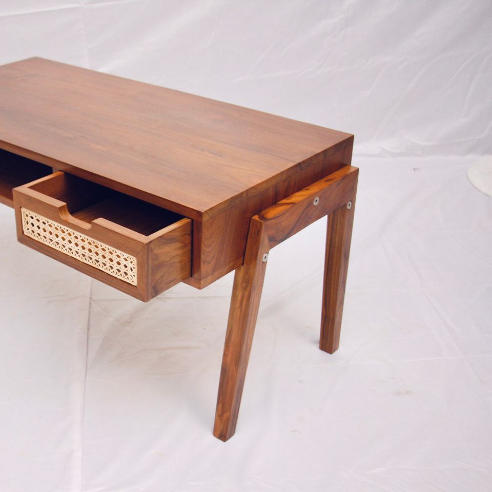 Solid teak with cane front drawer