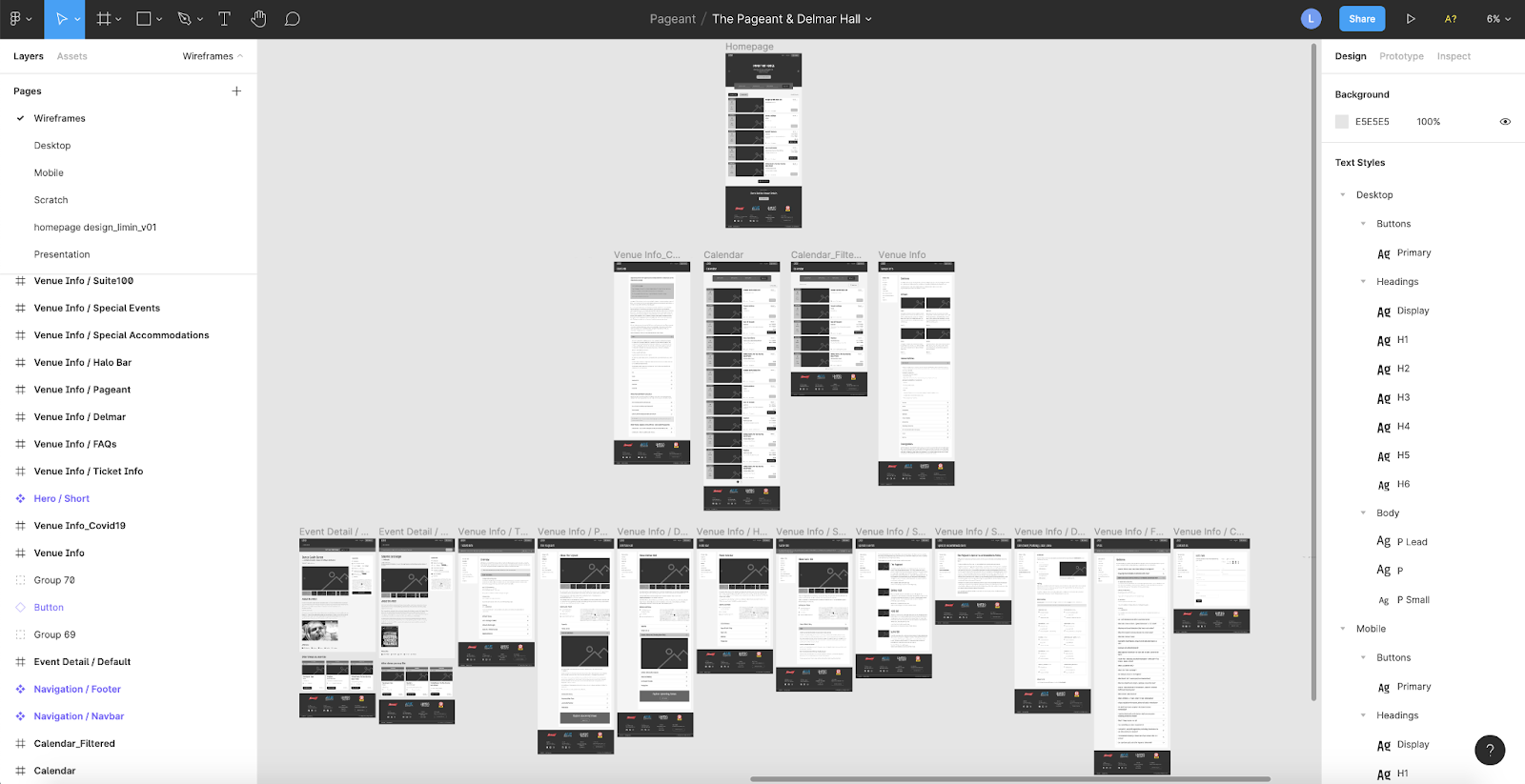 Sample wire frame and web design layout using Figma