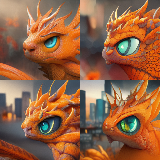 AI produced image:  handsome orange anime dragon in urban setting dnd character, background focus, fantasy, magic, realistic textured skin, clear clean, digital 2D, matte painting